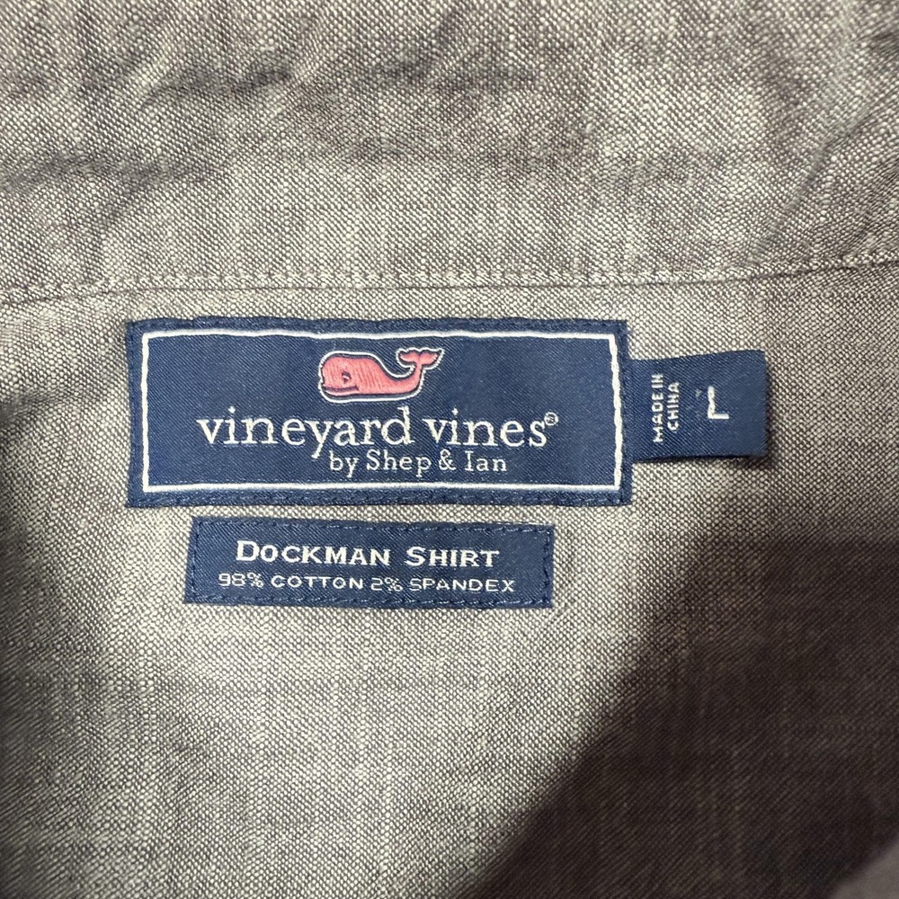 Vineyard Vines Shirt Mens‎ Large Gray Dockman Long Sleeve Casual Button Up - Picture 4 of 11